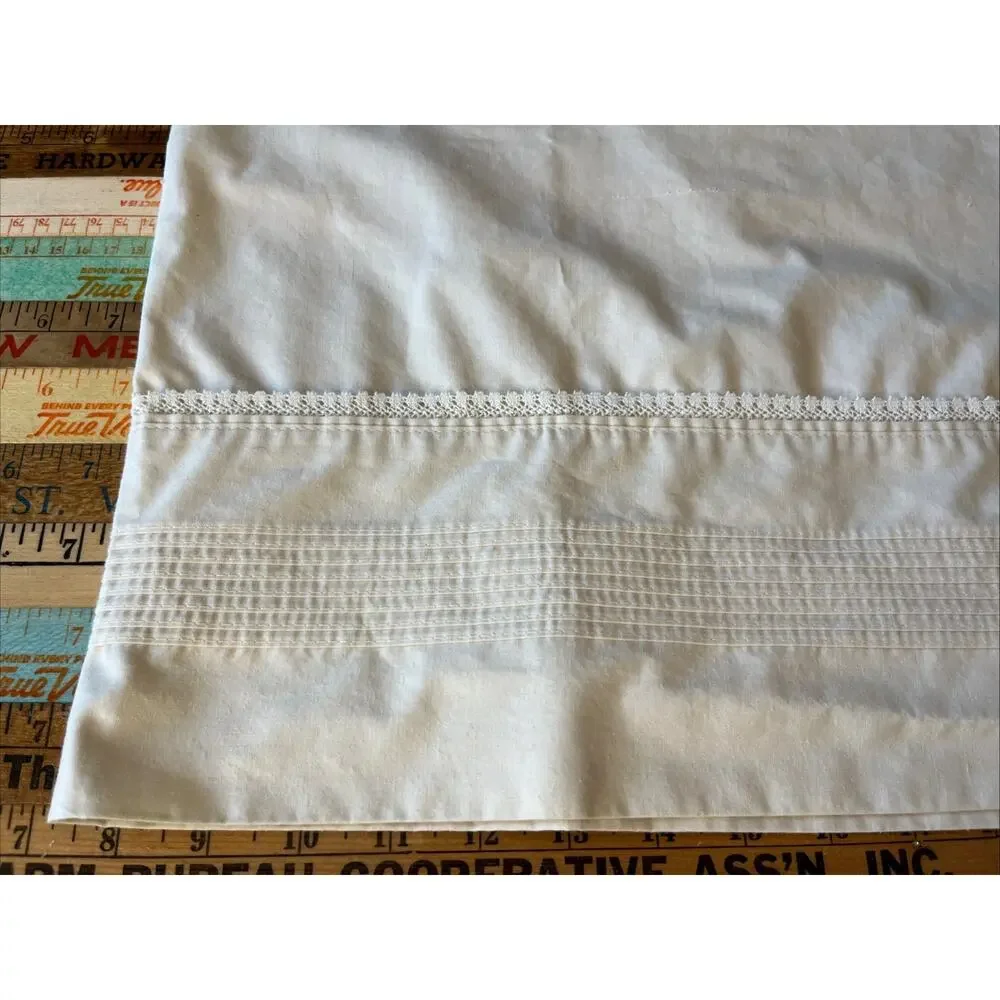 Vintage Spring Maid Wondercale‎ Ivory Crochet Queen Sheet Flat Pillowcase 2 Pcs